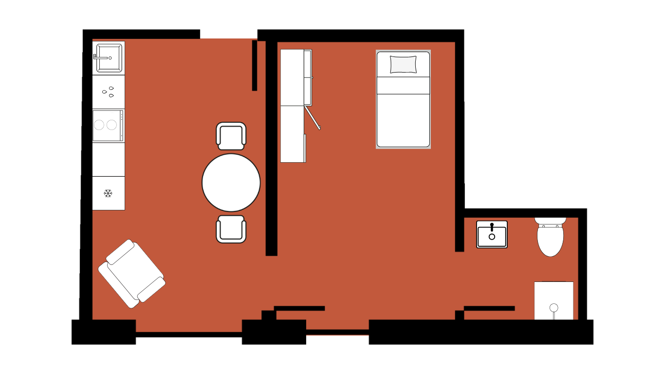 Bilocale 30 m²