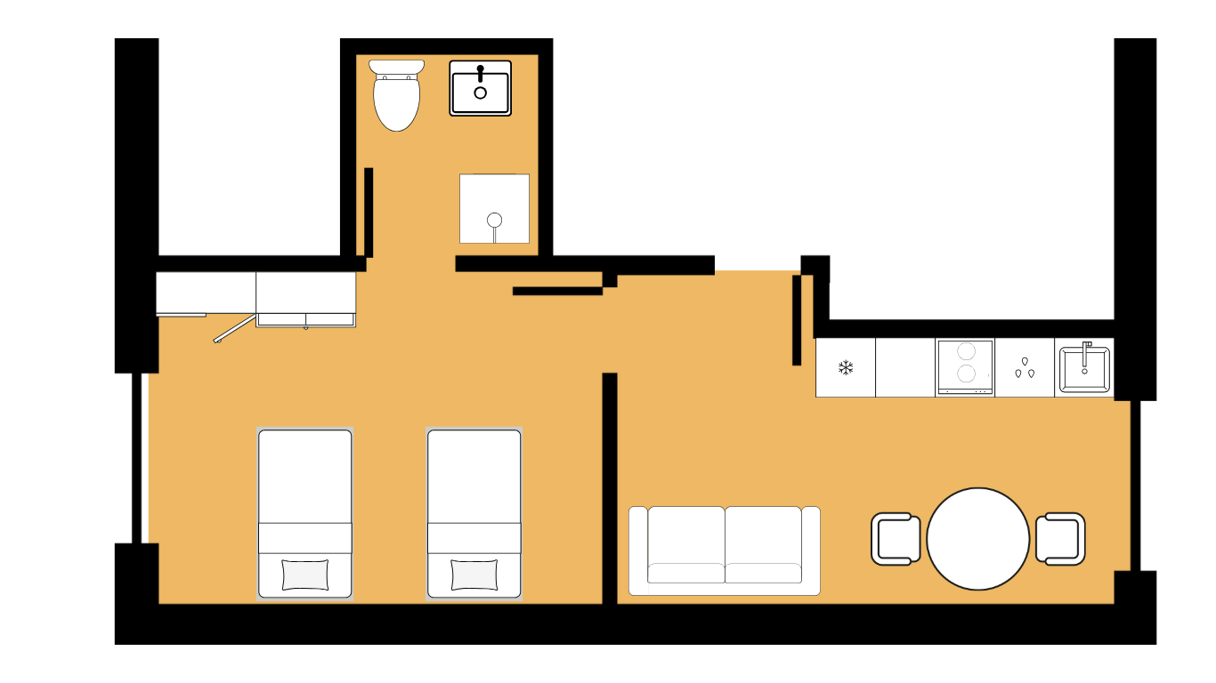 Bilocale 37 m²